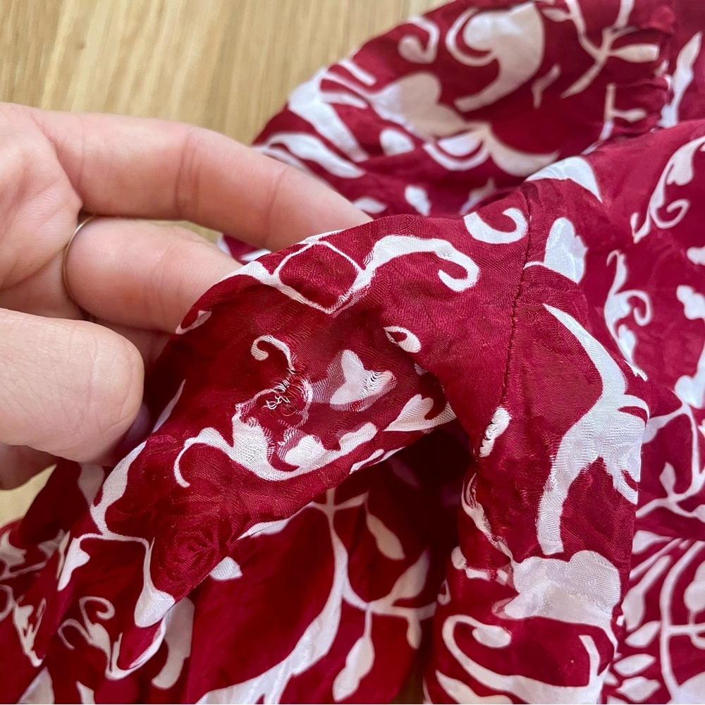 The Kooples Red v-neck blouse with botanical pattern - Picture 4 of 10